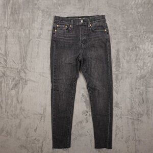 Levi's jeans Wedgie Skinny women's 28 black charcoal raw hems red tab